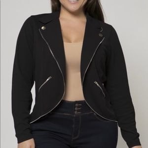 Open Front Jacket With Zipper Detail